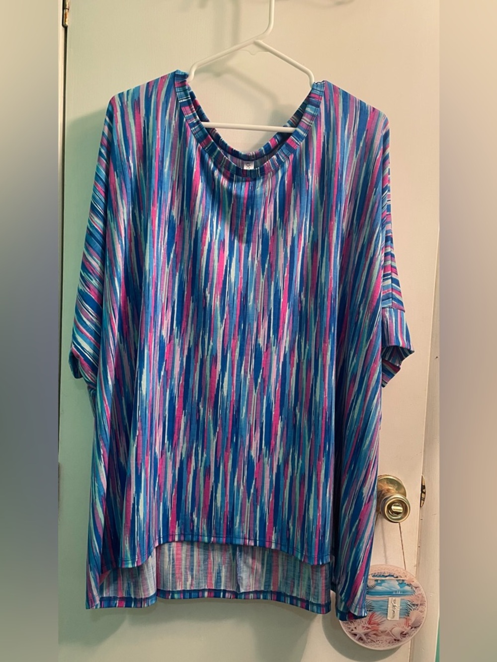 Dear Scarlett Tunic Shirt in Blue and Pink Stripe